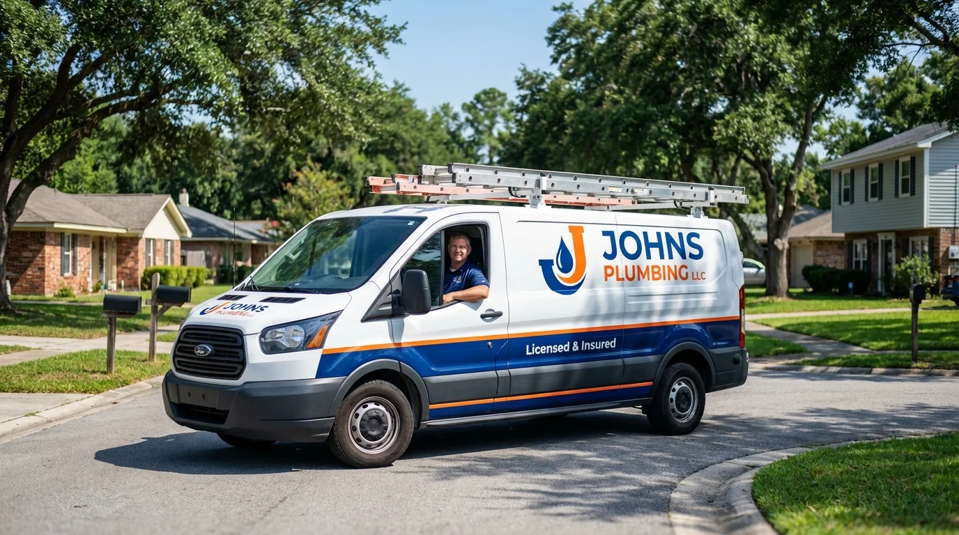 Johns Plumbing LLC service van in Castle Hayne, NC