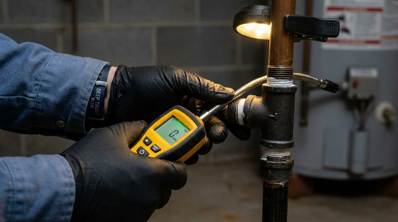 Gas leak detection with electronic sniffer by Johns Plumbing LLC in Castle Hayne